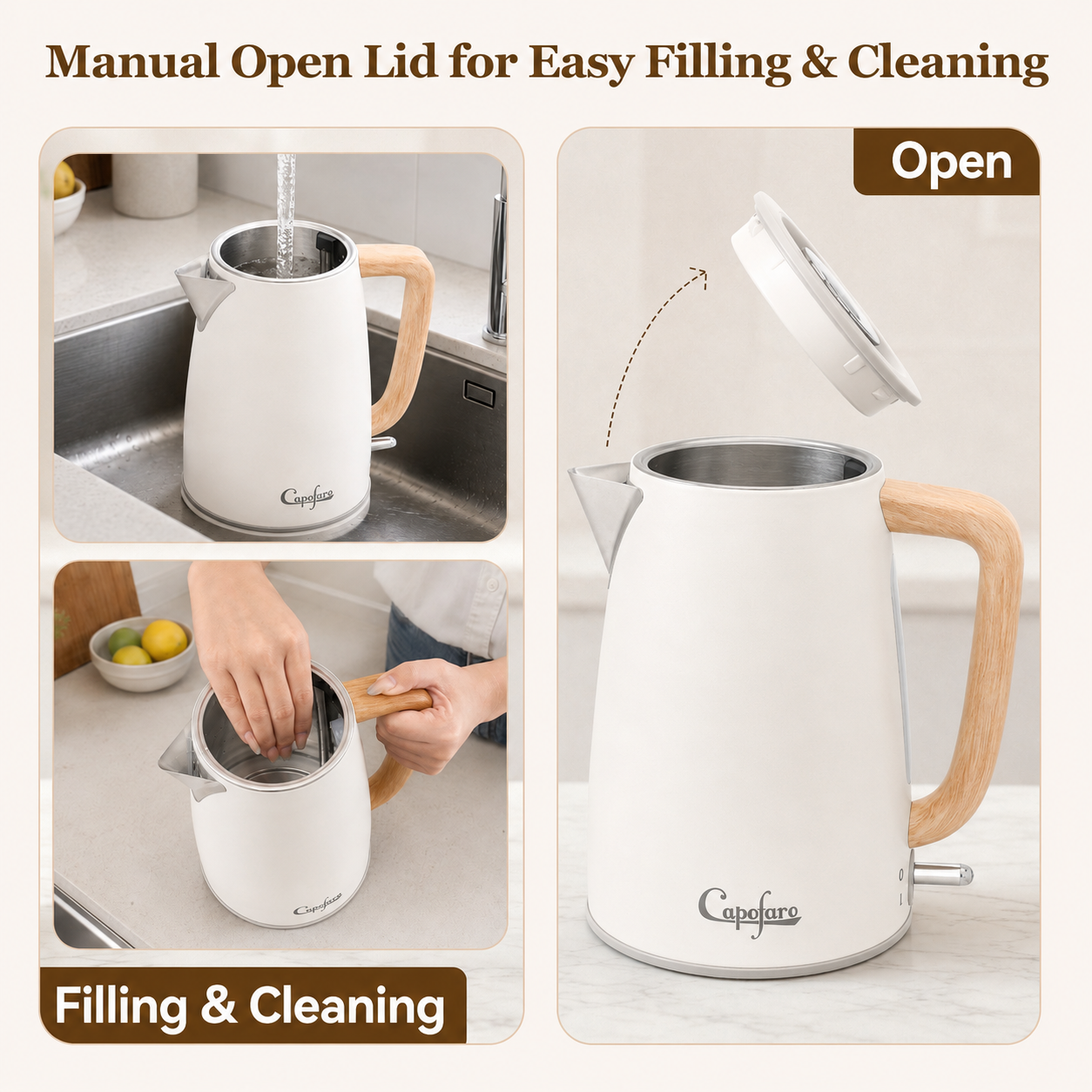 Capofaro Retro Electric Kettle (UK Plug) (CK-DL1413CRM/UK)