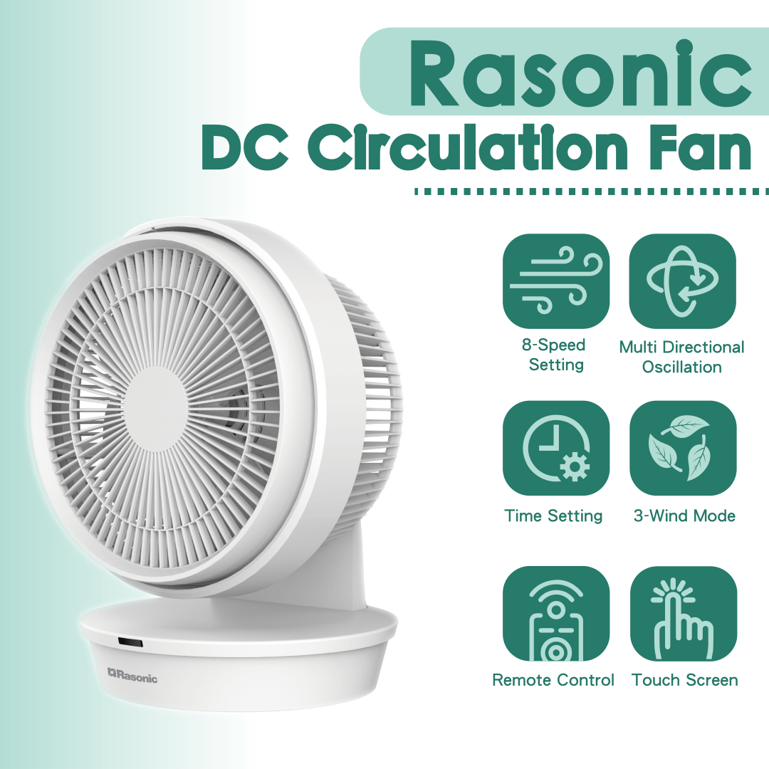 DC Circulation Fan (Around 9"/22.7cm/White Color) - RCF-9KW