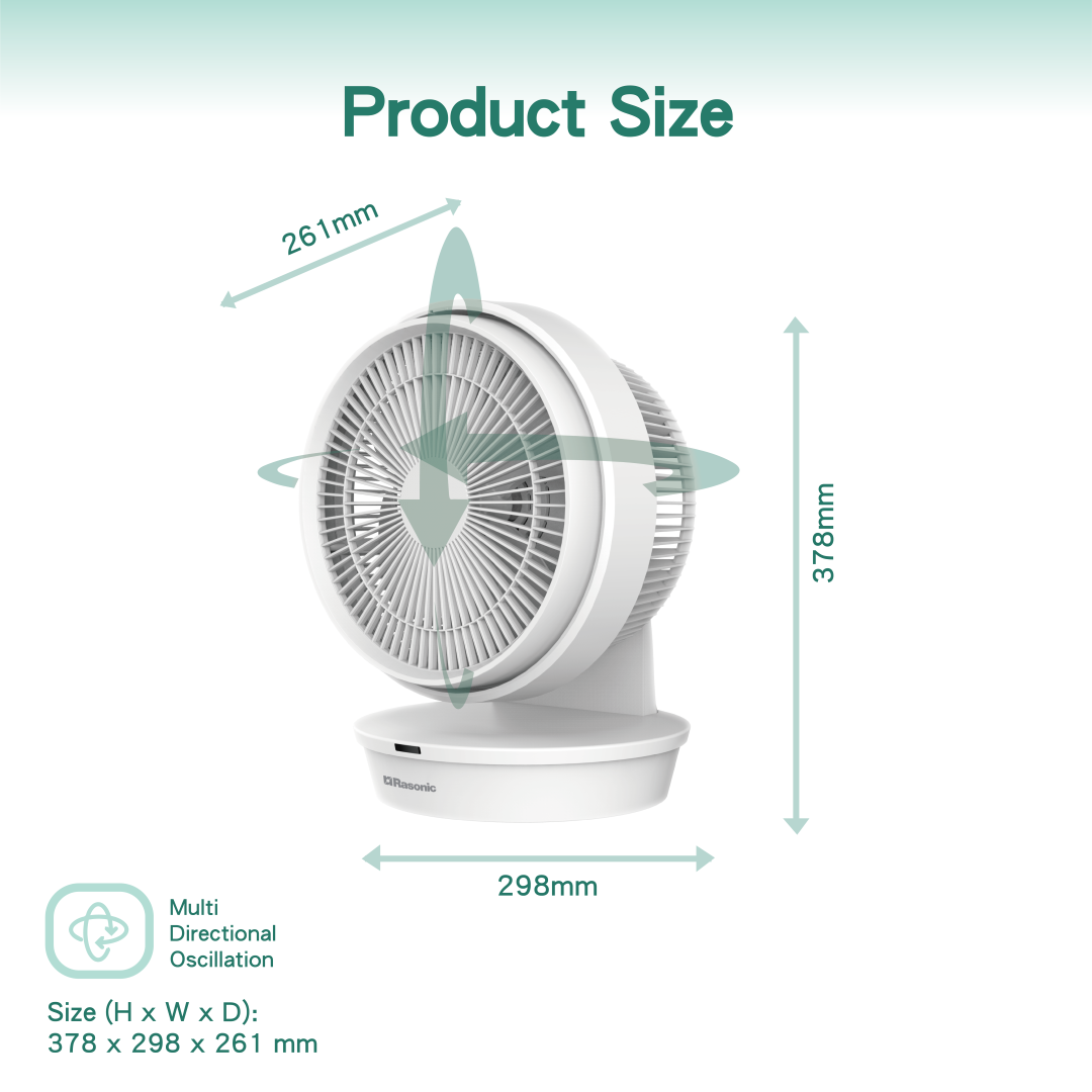DC Circulation Fan (Around 9"/22.7cm/White Color) - RCF-9KW