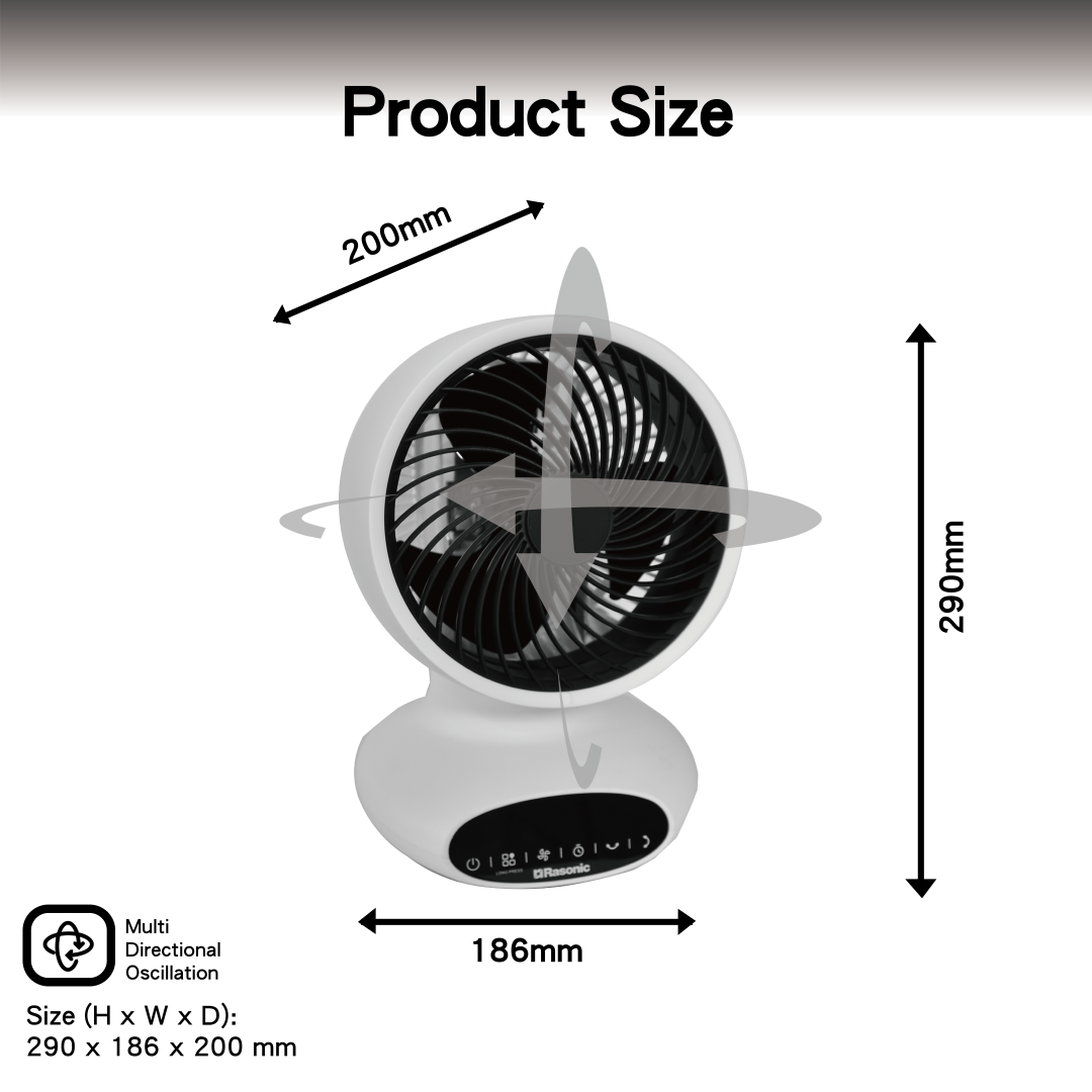 Circulation Fan (Around 6"/15.2cm/White Color) - RCF-6WL