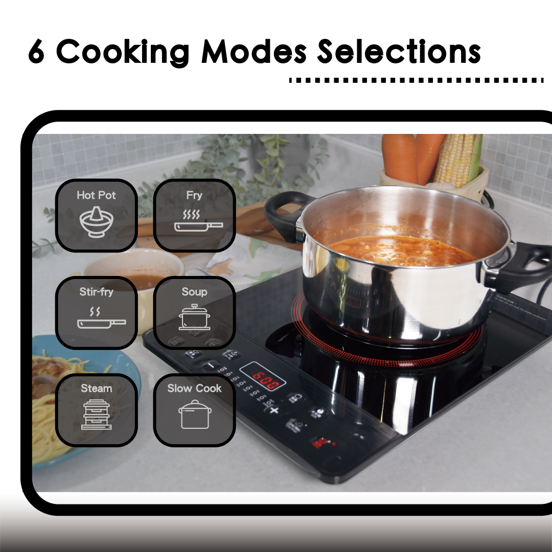 Compact Induction Cooker (13A/Button Control/6 Cooking Modes) - RIC-GB201E