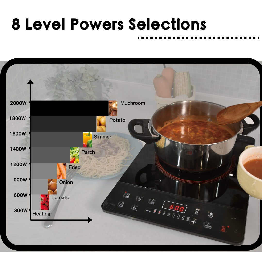 Compact Induction Cooker (13A/Button Control/6 Cooking Modes) - RIC-GB201E