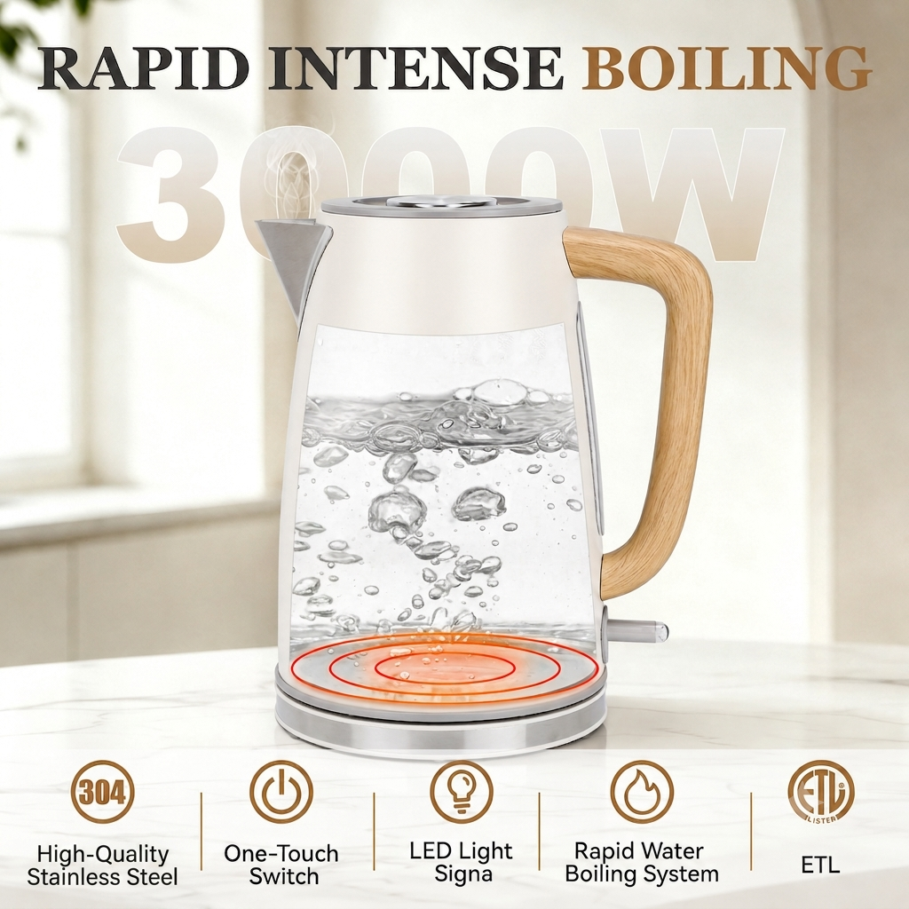 Capofaro Retro Electric Kettle (UK Plug) (CK-DL1413CRM/UK)