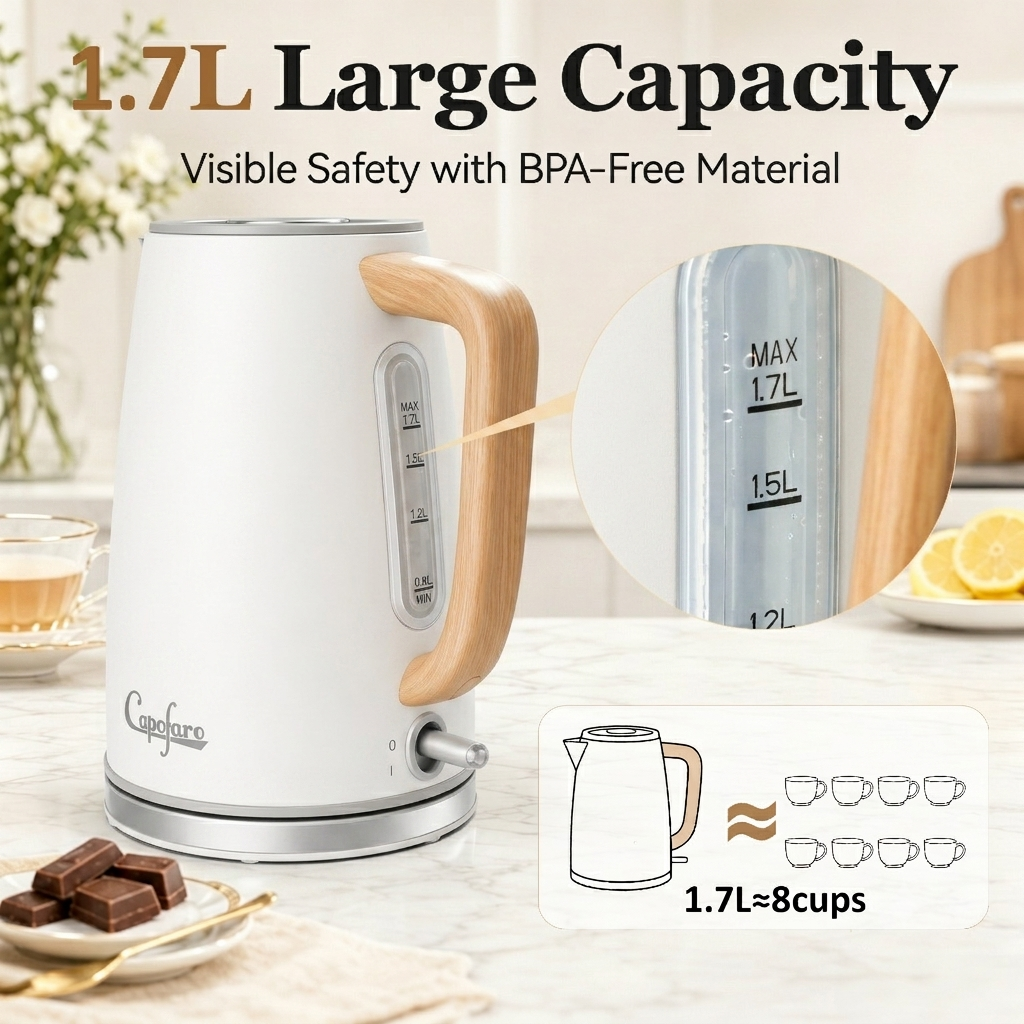Capofaro Retro Electric Kettle (UK Plug) (CK-DL1413CRM/UK)