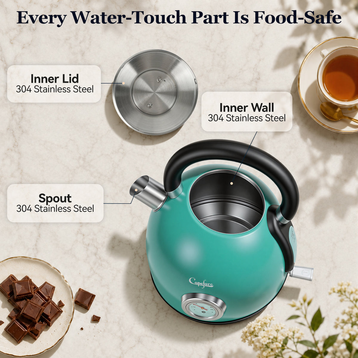 Capofaro Green  Electric Kettle (UK Plug) (CK-DL5501GN/UK)