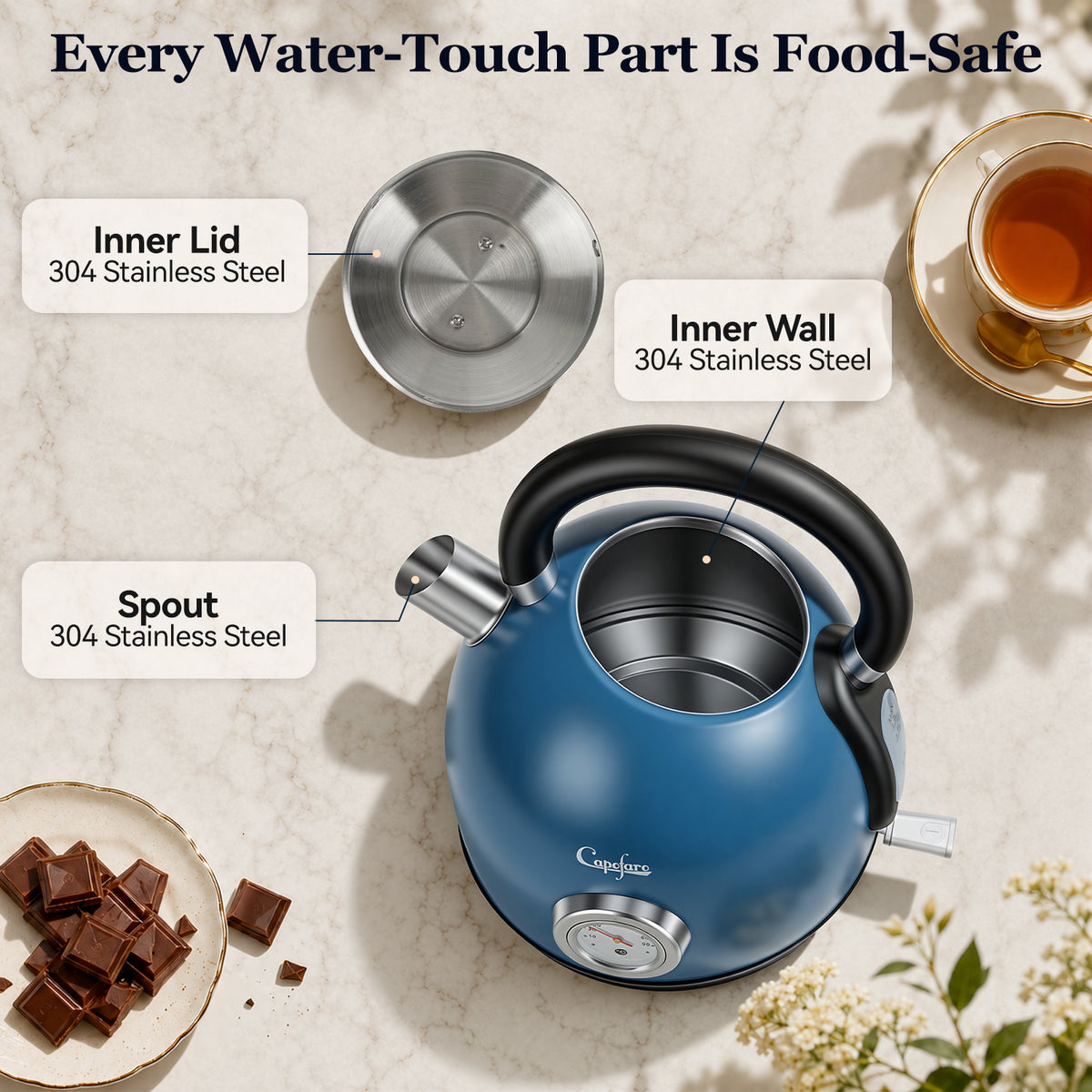 Capofaro Navy Blue  Electric Kettle (UK Plug) (CK-DL5501NBL/UK)