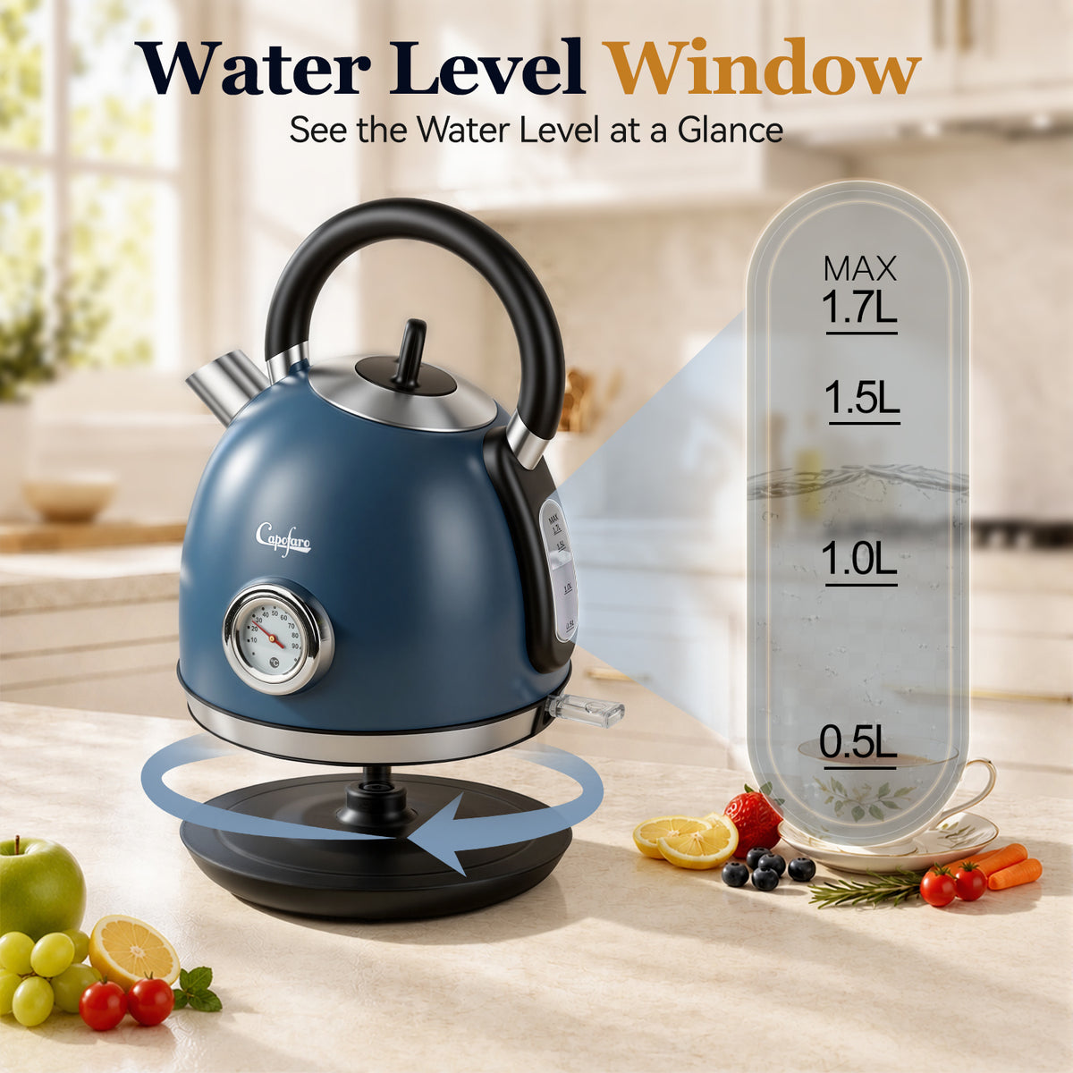 Capofaro Navy Blue  Electric Kettle (UK Plug) (CK-DL5501NBL/UK)