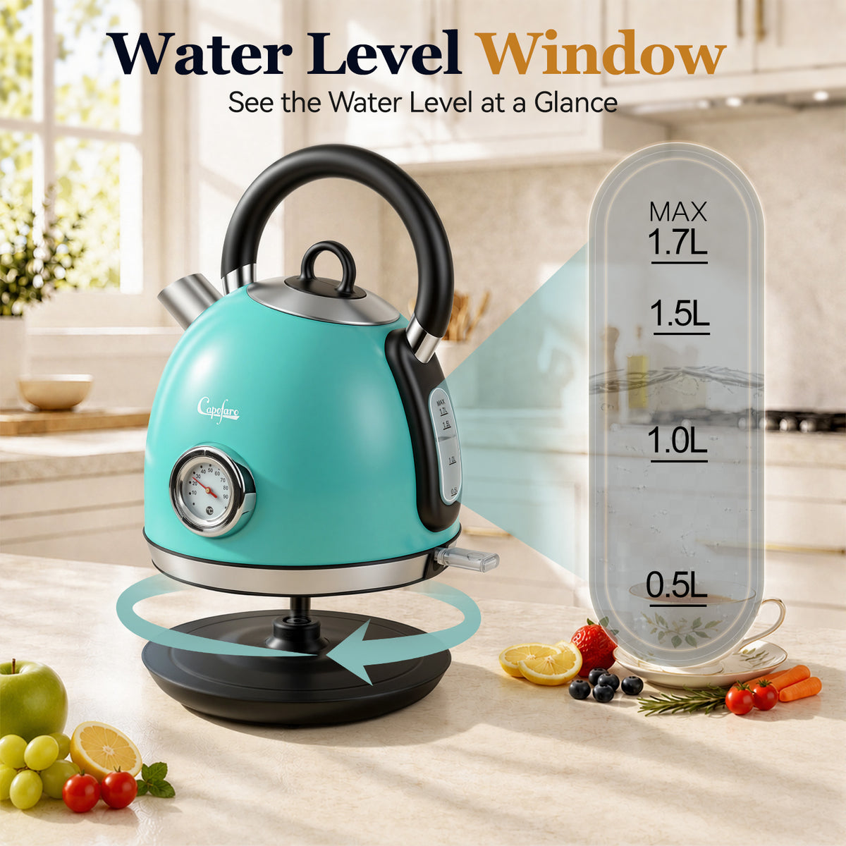Capofaro Green  Electric Kettle (UK Plug) (CK-DL5501GN/UK)
