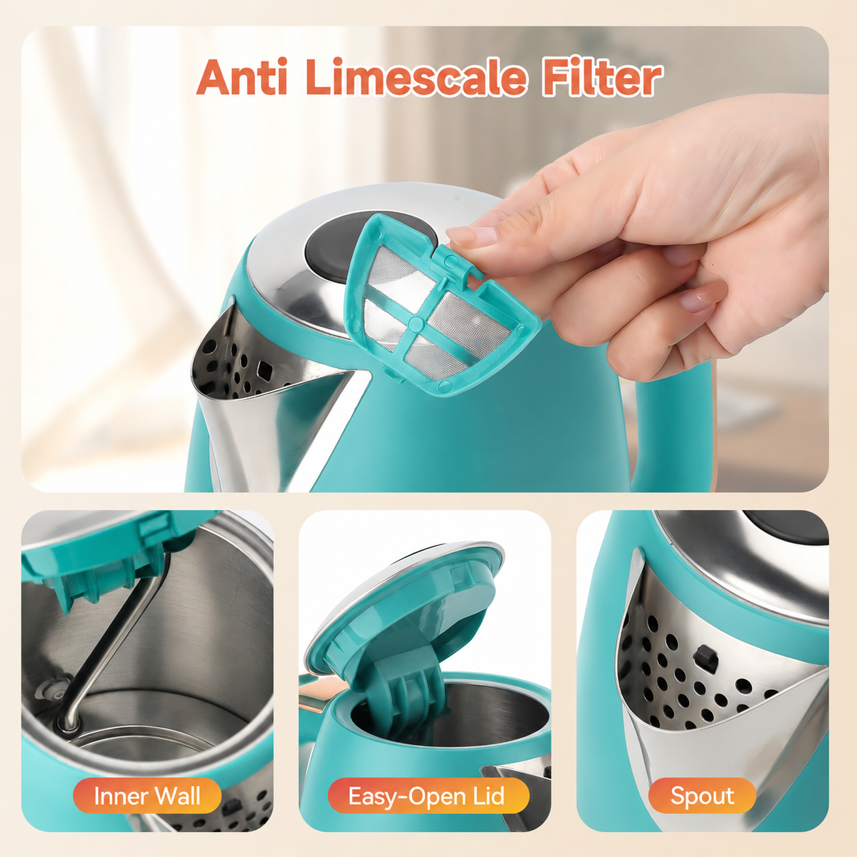 Capofaro Green  Electric Kettle (UK Plug) (CK-DL5402GN/UK)