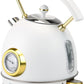 Rasonic Classic Retro Electric Kettle (UK Plug) (White and Champagne Gold)
